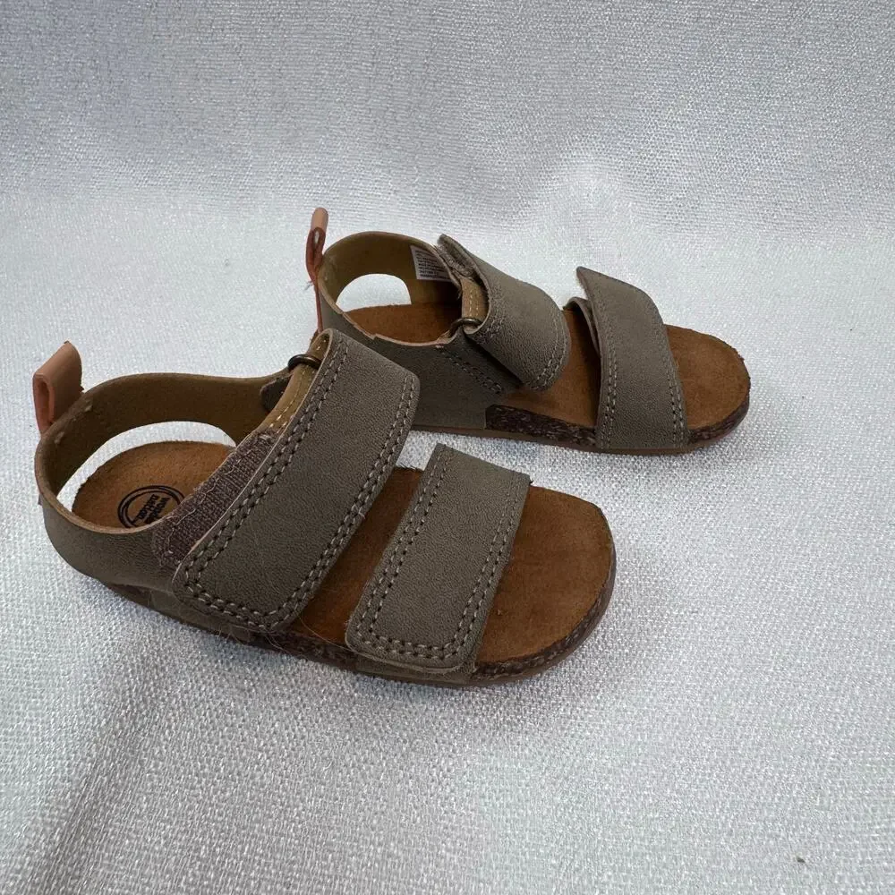 Wonder Nation Toddlers brown double Velcro strap cork sandals Size 5